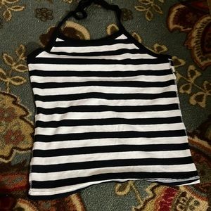 Stripped halter top fits around size medium